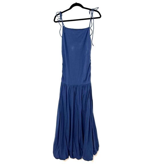 Free People FP Beach Ruched Side Bubble Hem Maxi Dress - Blue XL - Picture 2 of 6